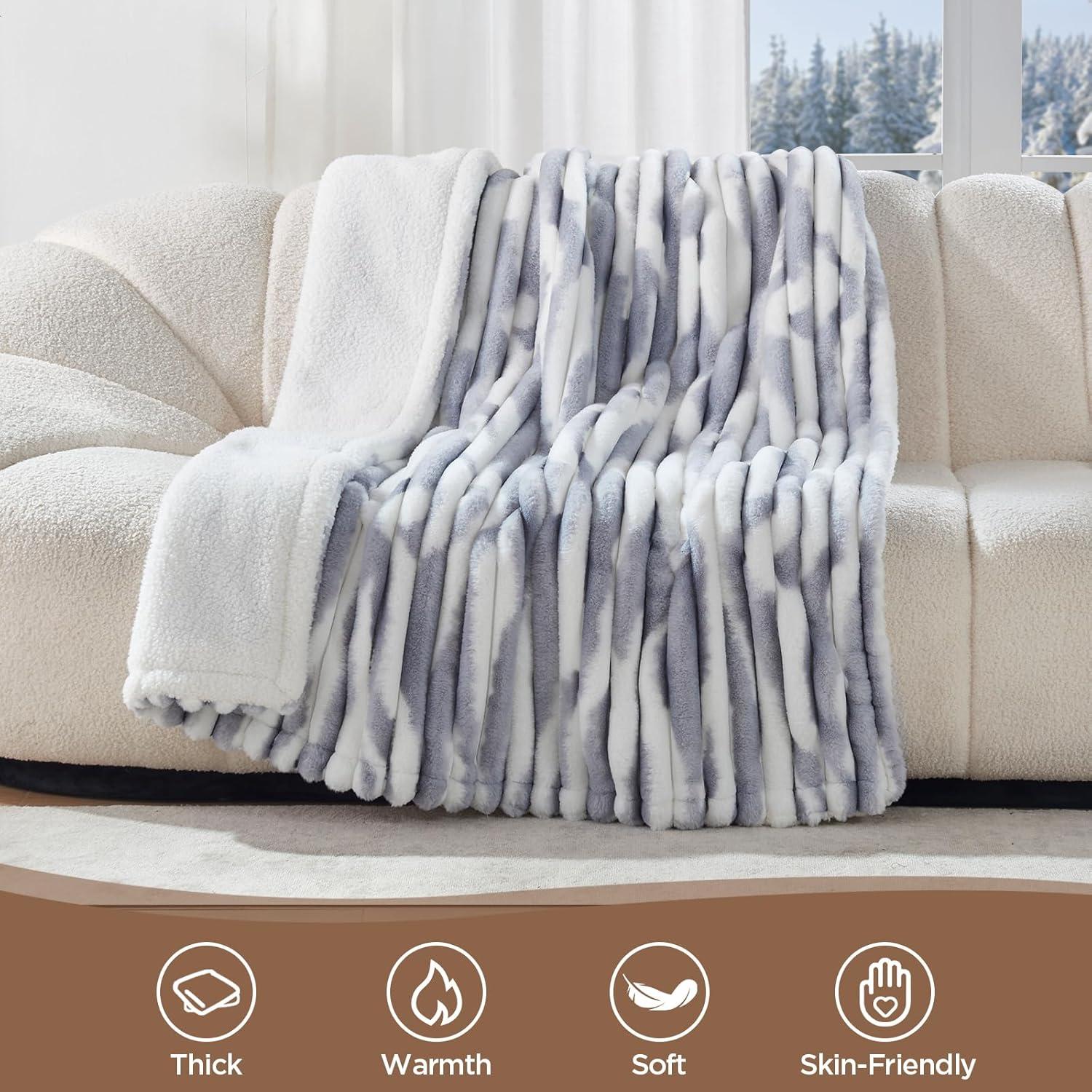 image:imageWestinghouse Electric Blanket Heated Throw Super Cozy Luxury Faux Fur amp Sherpa with 6 Heating Levels amp 210 Hours Auto Off Fast Heating amp Overheat Protection 50x60 Inch BurgundyBluegrey Stripe