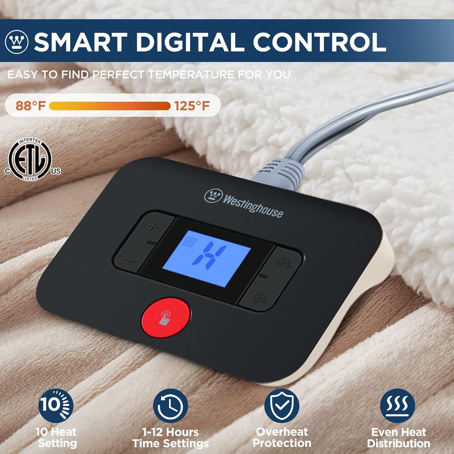 image:imageWestinghouse Electric Blanket Heated Throw Super Cozy Luxury Faux Fur amp Sherpa with 6 Heating Levels amp 210 Hours Auto Off Fast Heating amp Overheat Protection 50x60 Inch BurgundyBeige