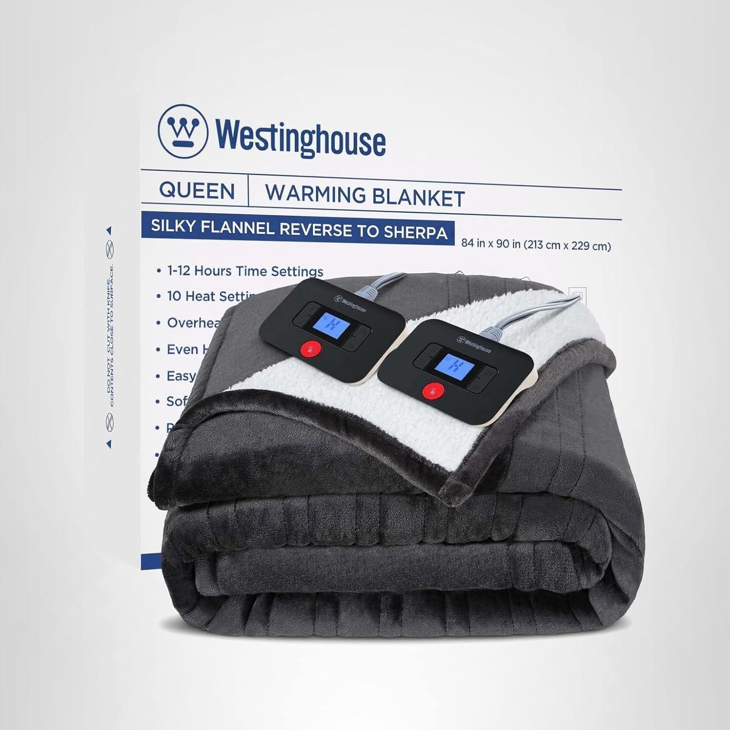 image:imageWestinghouse Electric Blanket Heated Throw Super Cozy Luxury Faux Fur amp Sherpa with 6 Heating Levels amp 210 Hours Auto Off Fast Heating amp Overheat Protection 50x60 Inch BurgundyCharcoal