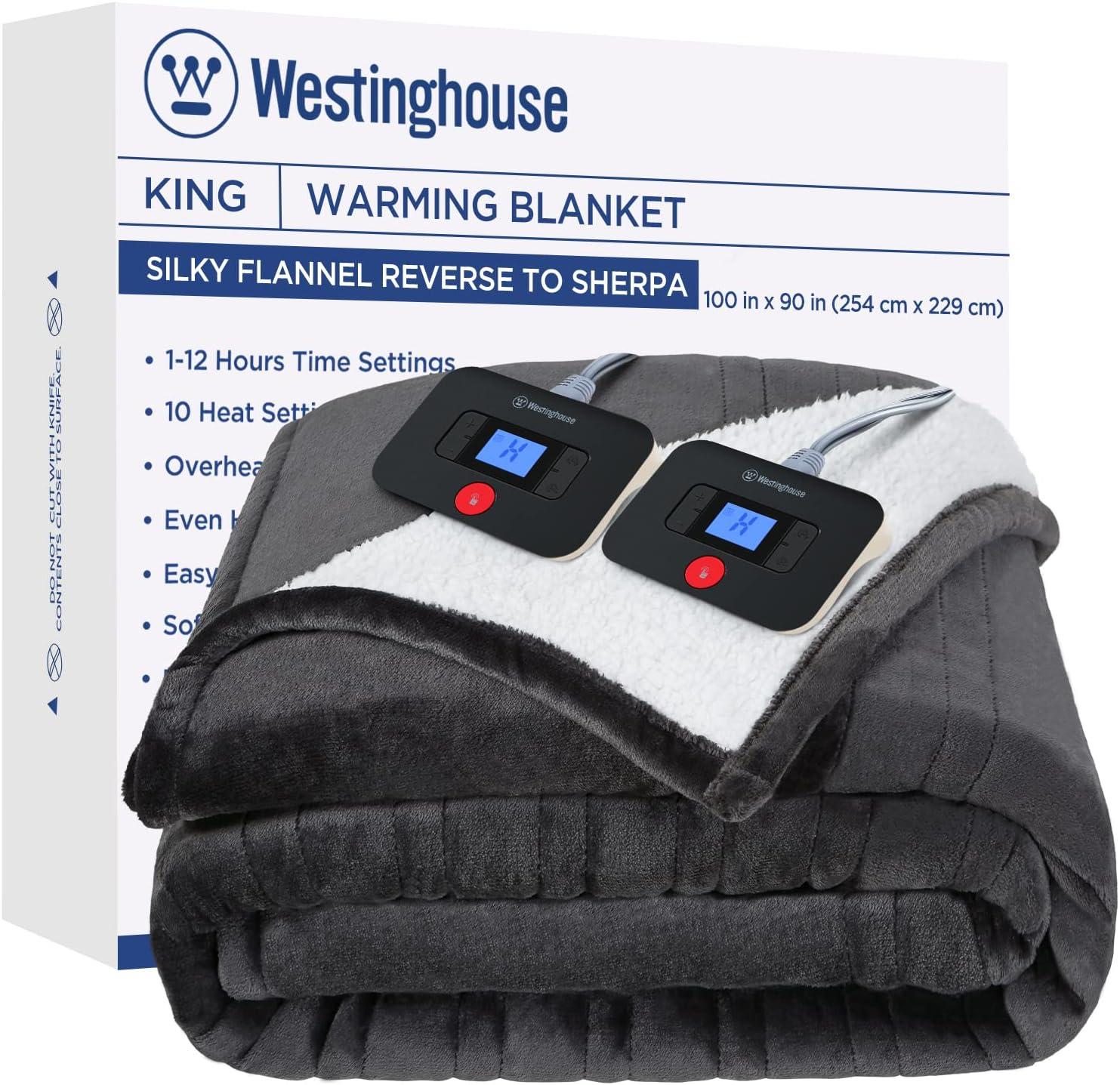 image:imageWestinghouse Electric Blanket Heated Throw Super Cozy Luxury Faux Fur amp Sherpa with 6 Heating Levels amp 210 Hours Auto Off Fast Heating amp Overheat Protection 50x60 Inch BurgundyCharcoal