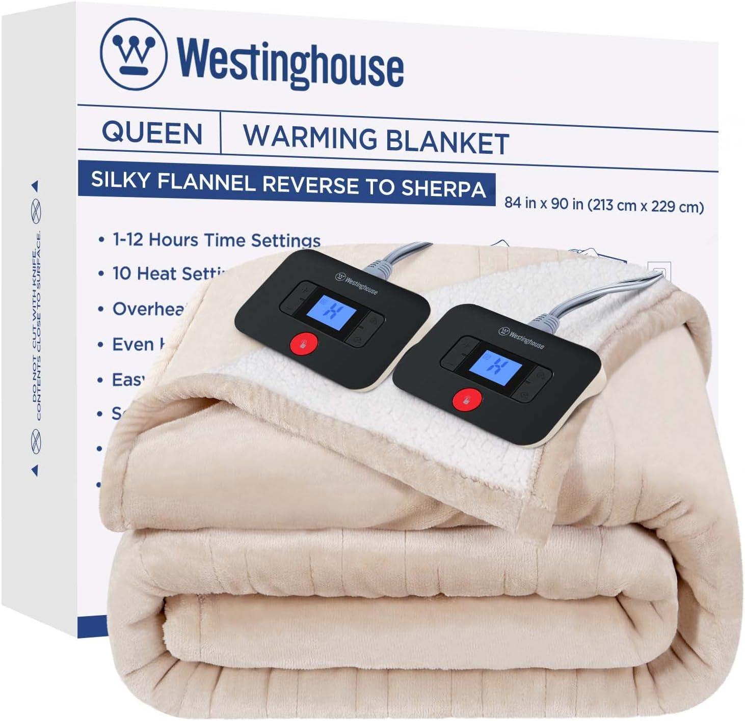 image:imageWestinghouse Electric Blanket Heated Throw Super Cozy Luxury Faux Fur amp Sherpa with 6 Heating Levels amp 210 Hours Auto Off Fast Heating amp Overheat Protection 50x60 Inch BurgundyBeige