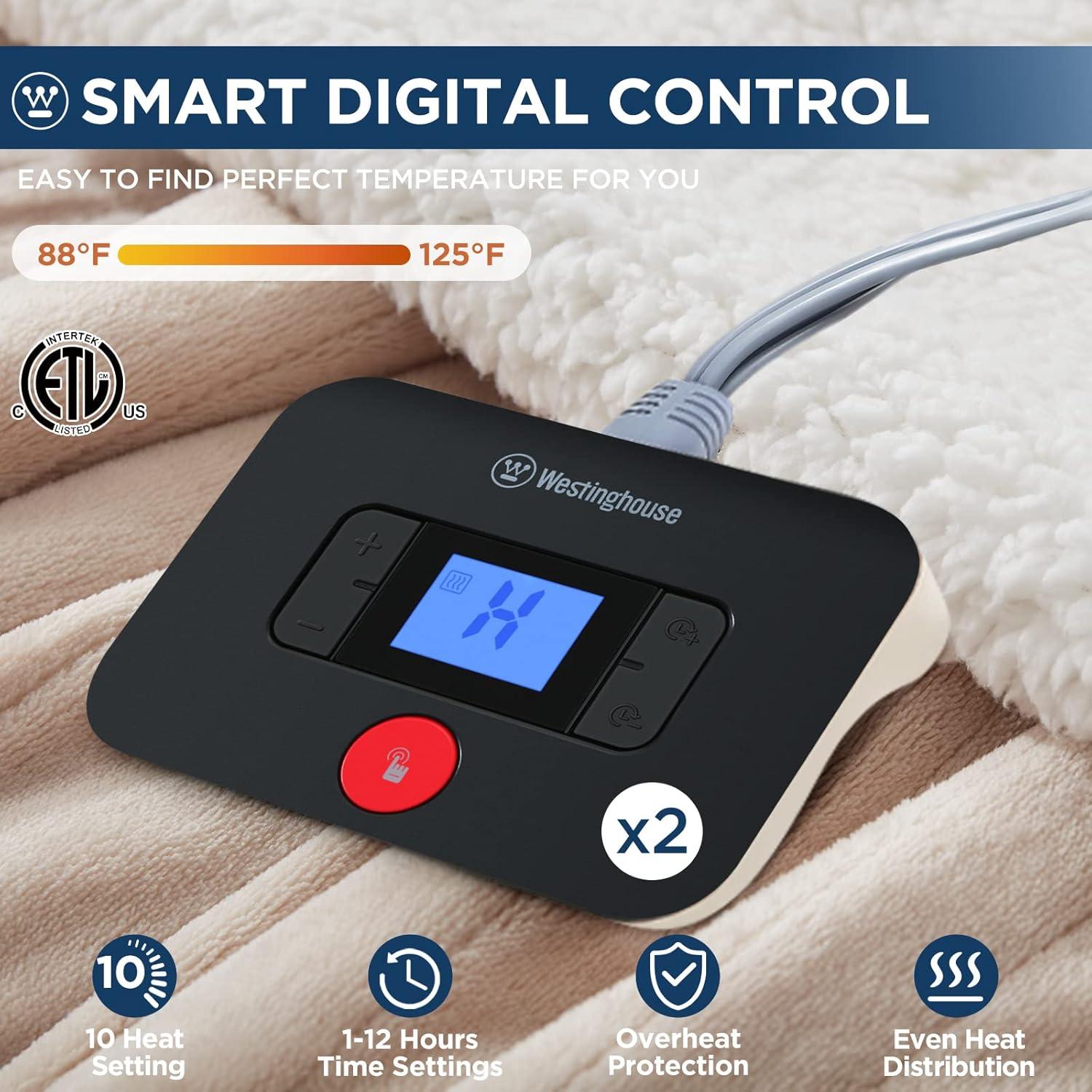 image:imageWestinghouse Electric Blanket Heated Throw Super Cozy Luxury Faux Fur amp Sherpa with 6 Heating Levels amp 210 Hours Auto Off Fast Heating amp Overheat Protection 50x60 Inch BurgundyBeige