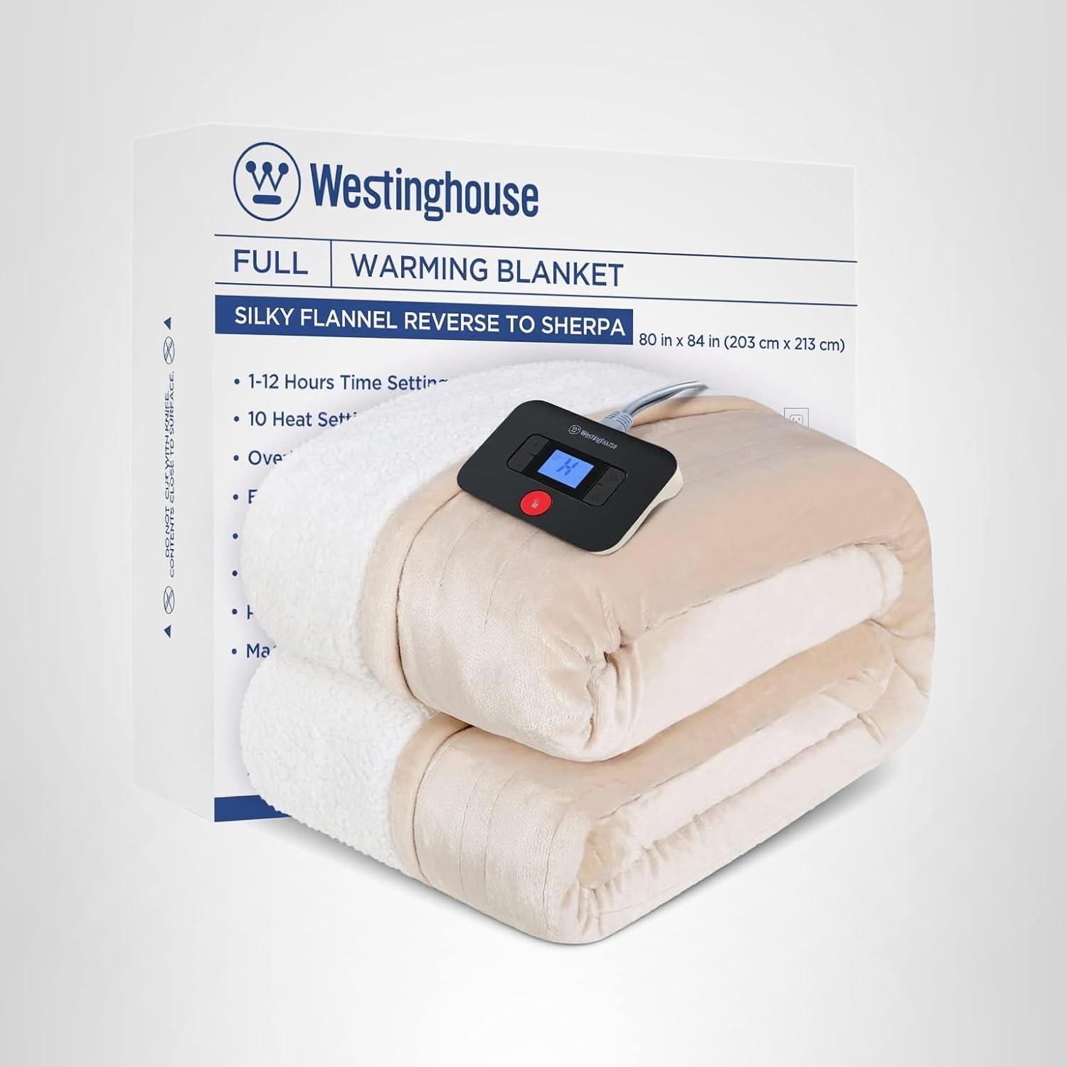 image:imageWestinghouse Electric Blanket Heated Throw Super Cozy Luxury Faux Fur amp Sherpa with 6 Heating Levels amp 210 Hours Auto Off Fast Heating amp Overheat Protection 50x60 Inch BurgundyBeige