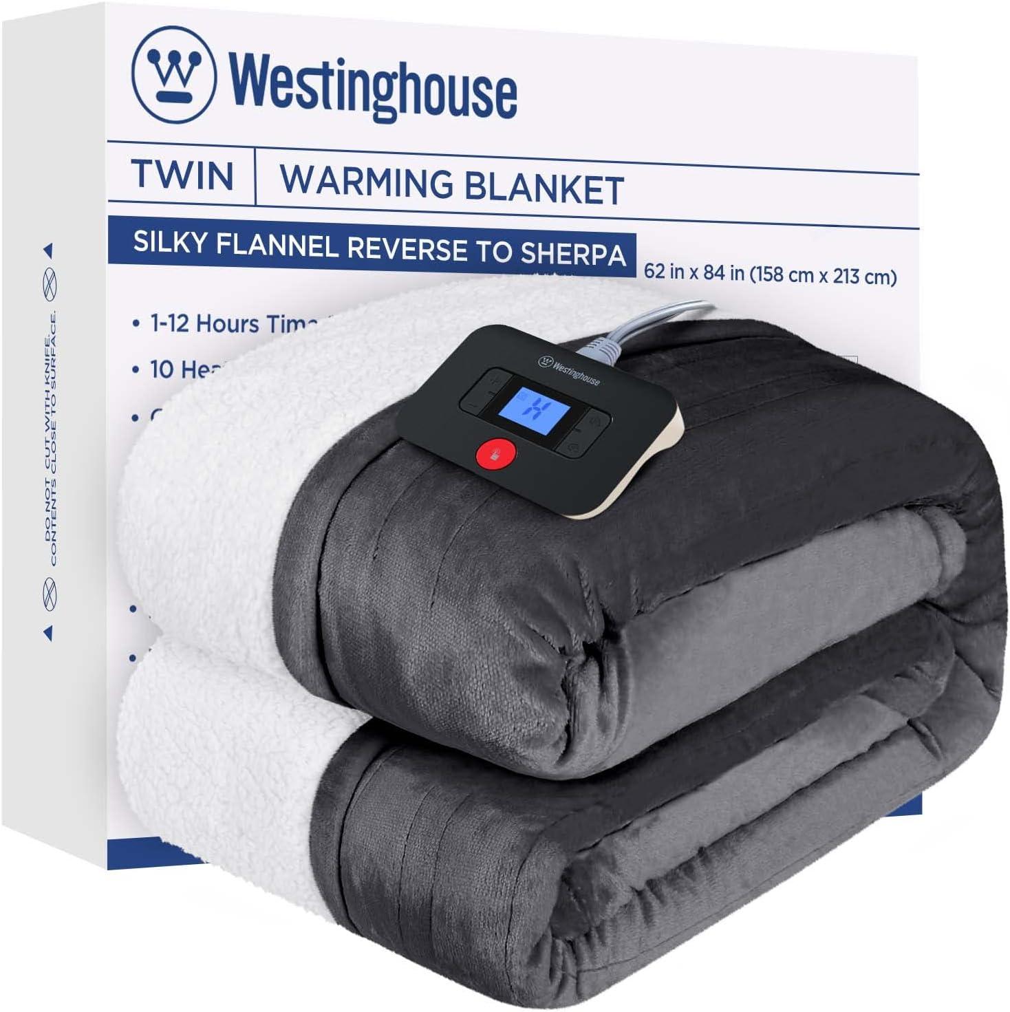 image:imageWestinghouse Electric Blanket Heated Throw Super Cozy Luxury Faux Fur amp Sherpa with 6 Heating Levels amp 210 Hours Auto Off Fast Heating amp Overheat Protection 50x60 Inch BurgundyCharcoal