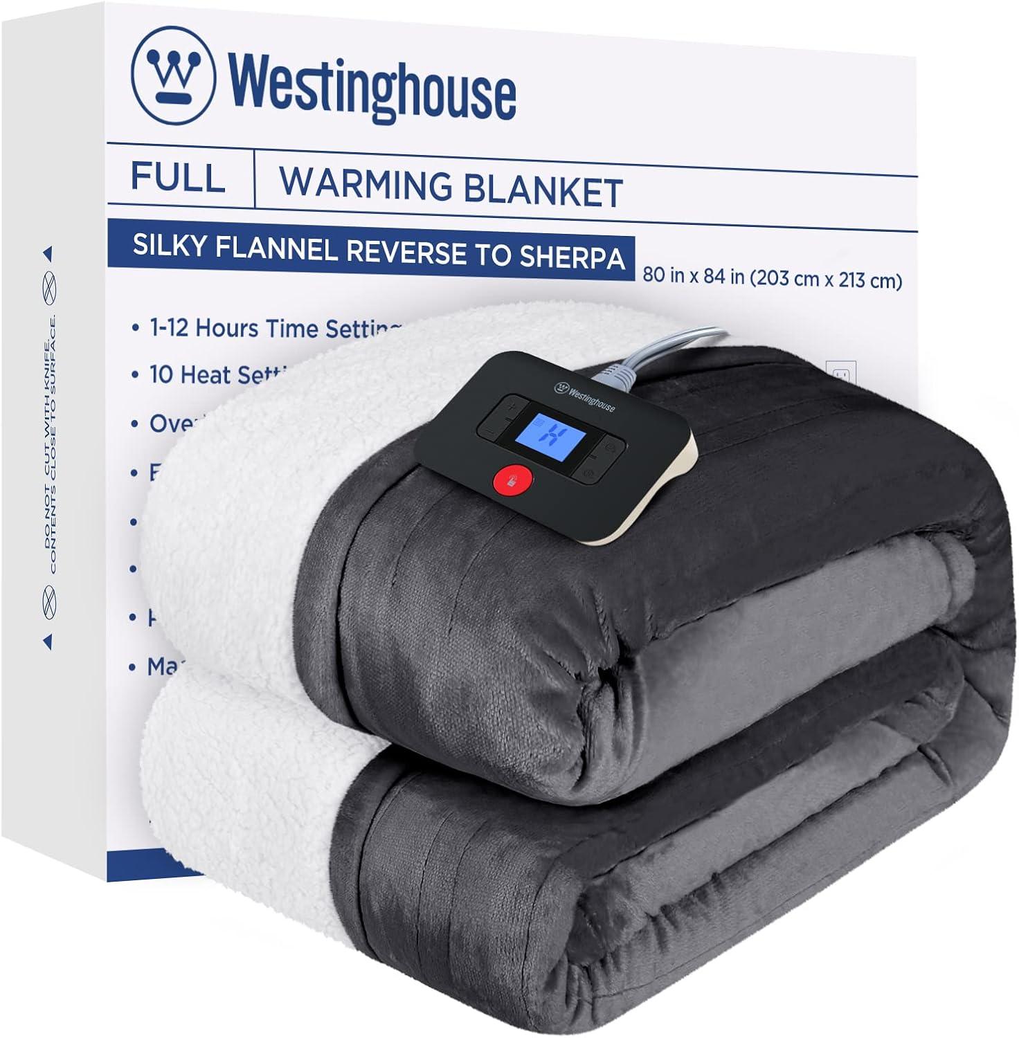 image:imageWestinghouse Electric Blanket Heated Throw Super Cozy Luxury Faux Fur amp Sherpa with 6 Heating Levels amp 210 Hours Auto Off Fast Heating amp Overheat Protection 50x60 Inch BurgundyCharcoal