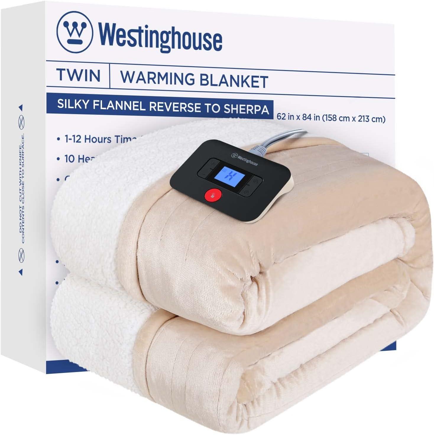 image:imageWestinghouse Electric Blanket Heated Throw Super Cozy Luxury Faux Fur amp Sherpa with 6 Heating Levels amp 210 Hours Auto Off Fast Heating amp Overheat Protection 50x60 Inch BurgundyBeige