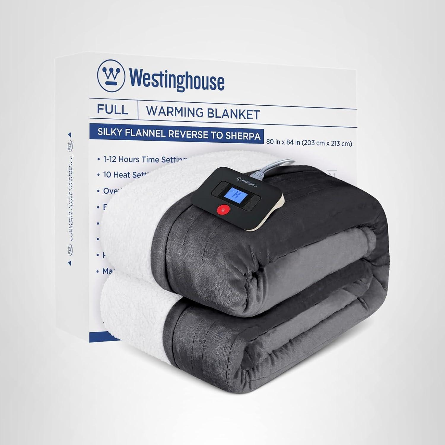image:imageWestinghouse Electric Blanket Heated Throw Super Cozy Luxury Faux Fur amp Sherpa with 6 Heating Levels amp 210 Hours Auto Off Fast Heating amp Overheat Protection 50x60 Inch BurgundyCharcoal