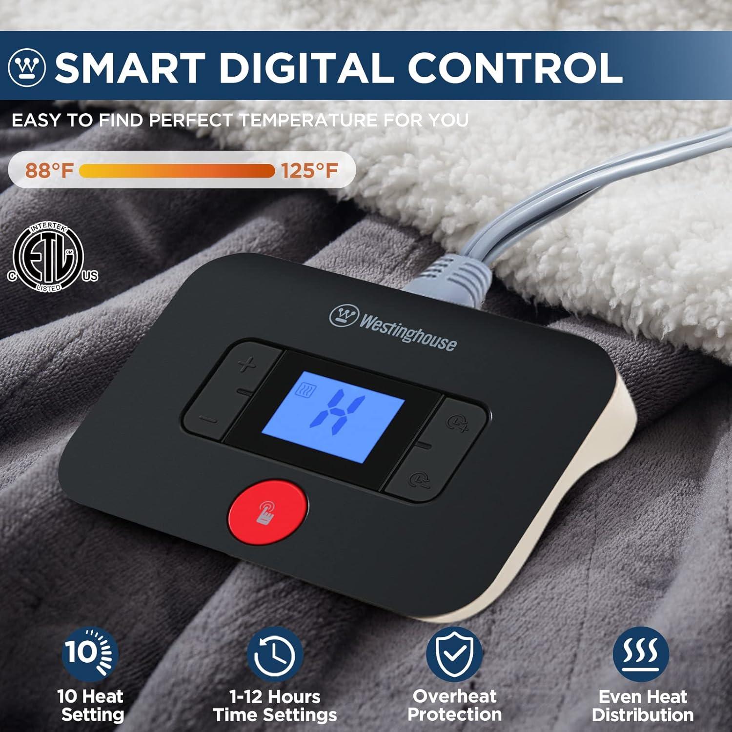 image:imageWestinghouse Electric Blanket Heated Throw Super Cozy Luxury Faux Fur amp Sherpa with 6 Heating Levels amp 210 Hours Auto Off Fast Heating amp Overheat Protection 50x60 Inch BurgundyCharcoal