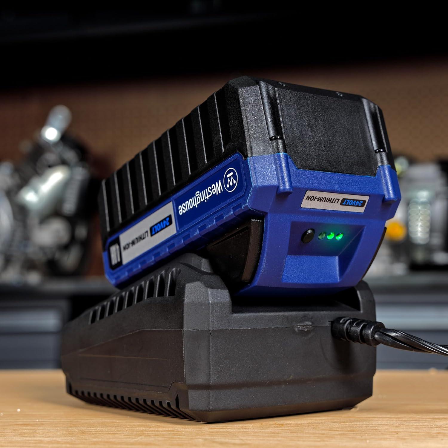 image:imageWestinghouse W24V2DP 24 Volt 22 Amp Dual Port Fast Charger 120V Universal 24V Lithiumion Battery Charger Compatible 24V Batteries W24V2AH W24V4AH W24V5AH W24V8AH 24VSingle Port Fast Charger