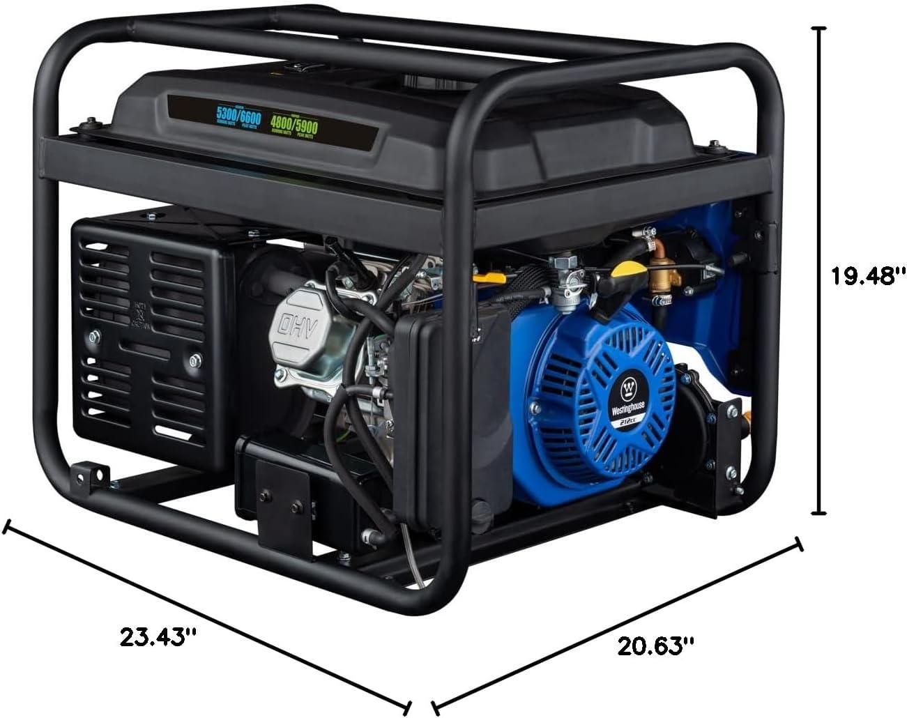 image:imageWestinghouse WGen5300DF Dual Fuel Home Backup Portable Generator 6600 Watts Remote Electric Start with Auto Choke Transfer Switch Ready RV Ready6600W Dual Fuel Remote Start