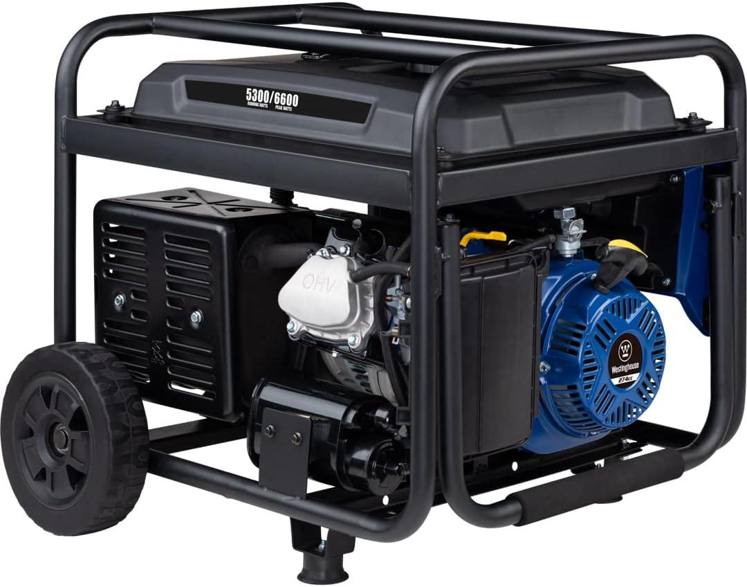 image:imageWestinghouse WGen5300DF Dual Fuel Home Backup Portable Generator 6600 Watts Remote Electric Start with Auto Choke Transfer Switch Ready RV Ready6600W