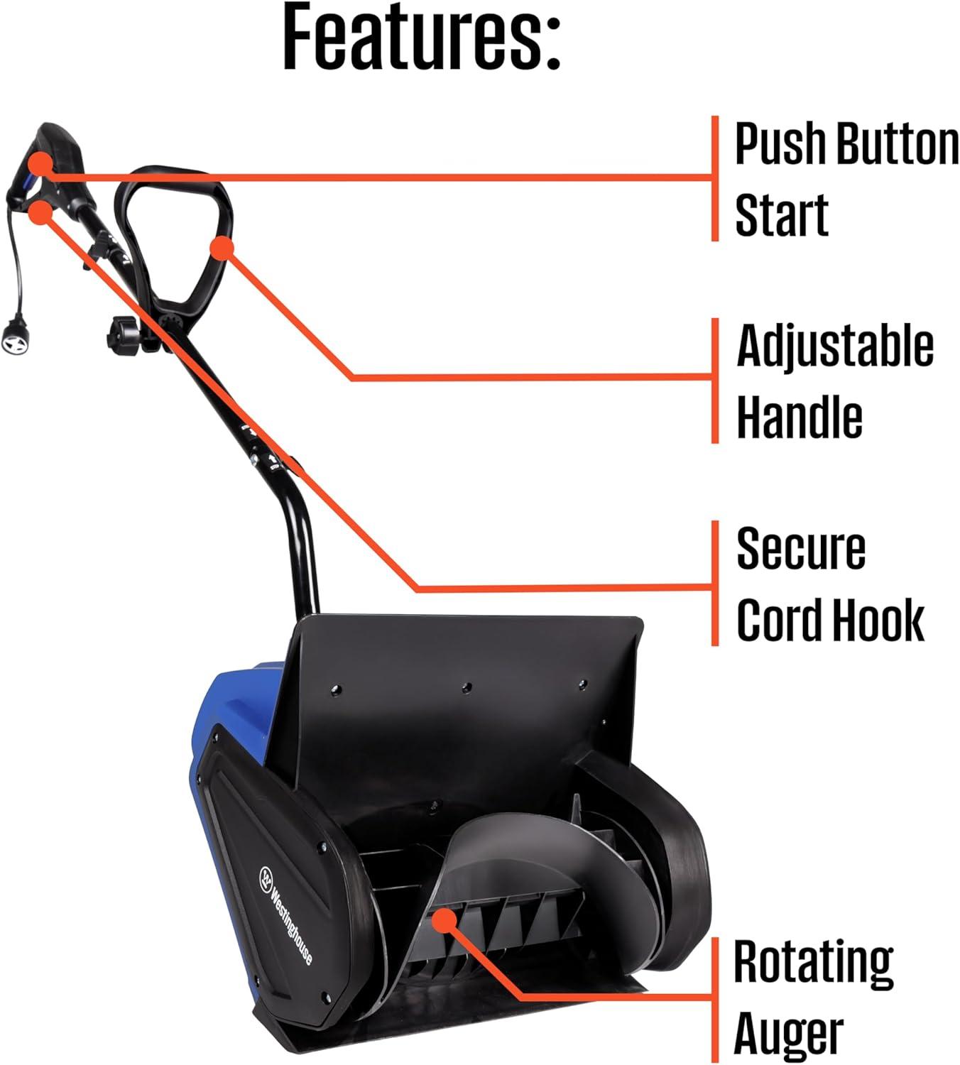 image:imageWestinghouse WSnow13S Corded Snow Shovel 13inches Wide Electric Snow Shovel with 20ft Throwing Distance Plows 430lbsmin for DrivewayStepsSidewalkPorch13 Inch