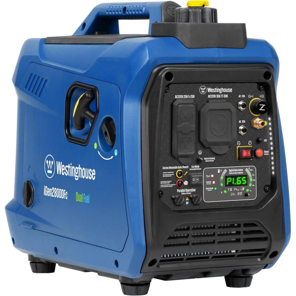 image:imageWestinghouse 1500 Peak Watt Super Quiet amp Lightweight Portable Inverter Generator Gas Powered CO Sensor Parallel Capable Long Run TimeBlue2800 Watts Dual Fuel
