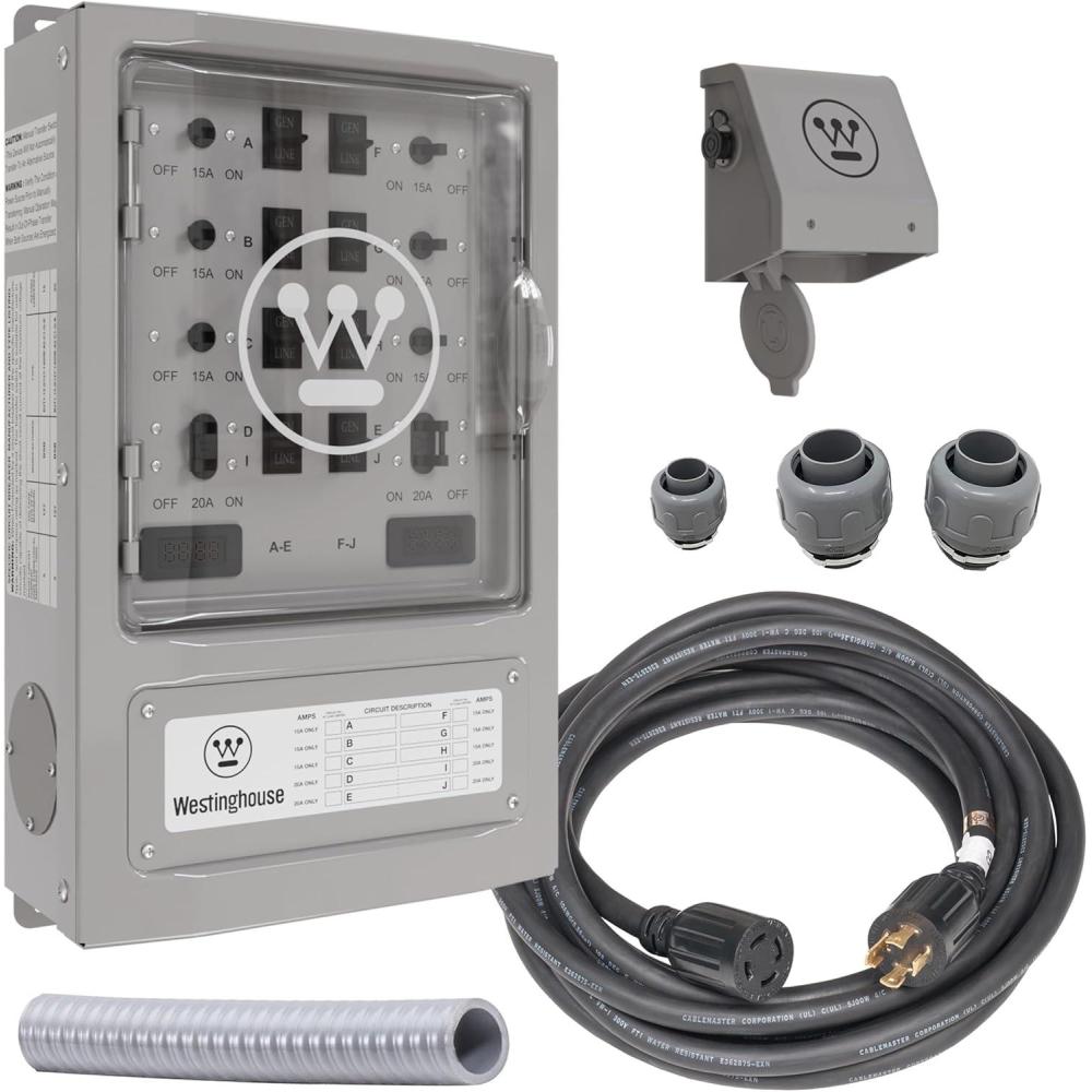 image:imageWestinghouse 30 Amp Transfer Switch Kit with 8 Circuits Compatible with Generators up to 7500 Running WattsGrey30A Transfer Switch