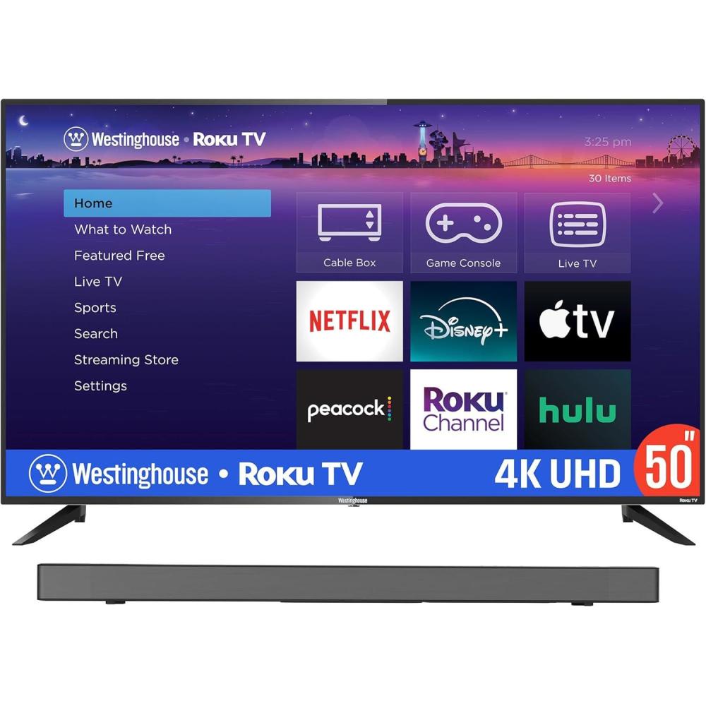 image:imageWestinghouse 4K 50 Inch TV and 312 AllinOne Sound Bar