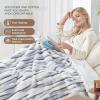 Westinghouse Electric Blanket Heated Throw, Super Cozy Luxury Faux Fur & Sherpa with 6 Heating Levels & 2-10 Hours Auto Off, Fast Heating & Overheat Protection, 50×60 Inch, Burgundy(Bluegrey Stripe)