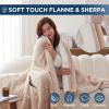 Westinghouse Electric Blanket Heated Throw, Super Cozy Luxury Faux Fur & Sherpa with 6 Heating Levels & 2-10 Hours Auto Off, Fast Heating & Overheat Protection, 50×60 Inch, Burgundy(Beige)