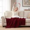 Westinghouse Electric Blanket Heated Throw, Super Cozy Luxury Faux Fur & Sherpa with 6 Heating Levels & 2-10 Hours Auto Off, Fast Heating & Overheat Protection, 50×60 Inch, Burgundy(Burgundy)