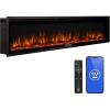 Westinghouse 74 Inch Electric Fireplace Heater, Compatible with Alexa & Google Home, Wall Mount or in-Wall Recessed Fireplace Insert, 24 Hour Timer, Color Changing Flames, 750W/1500W Indoor Heater(74 Inch Premium)