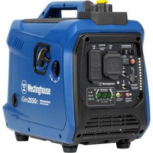 Westinghouse 2550 Peak Watt Super Quiet & Lightweight Portable Inverter Generator, RV Ready 30A Outlet, Gas Powered, CO Sensor, Parallel Capable, Long Run Time,Blue(2550 Watts – Gas Only – CO Sensor)