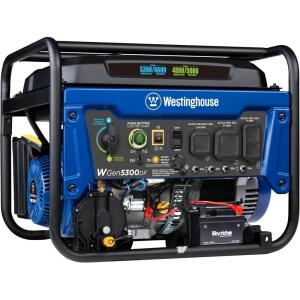 Westinghouse WGen5300DF Dual Fuel Home Backup Portable Generator, 6600 Watts, Remote Electric Start with Auto Choke, Transfer Switch Ready, RV Ready(6600W Dual Fuel + Remote Start)