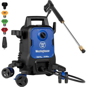 Westinghouse ePX3100 Electric Pressure Washer, 2300 Max PSI 1.76 Max GPM with Anti-Tipping Technology, Onboard Soap Tank, Pro-Style Steel Wand, 5-Nozzle Set, for Cars/Fences/Driveways/Home/Patios(2300 Max PSI)
