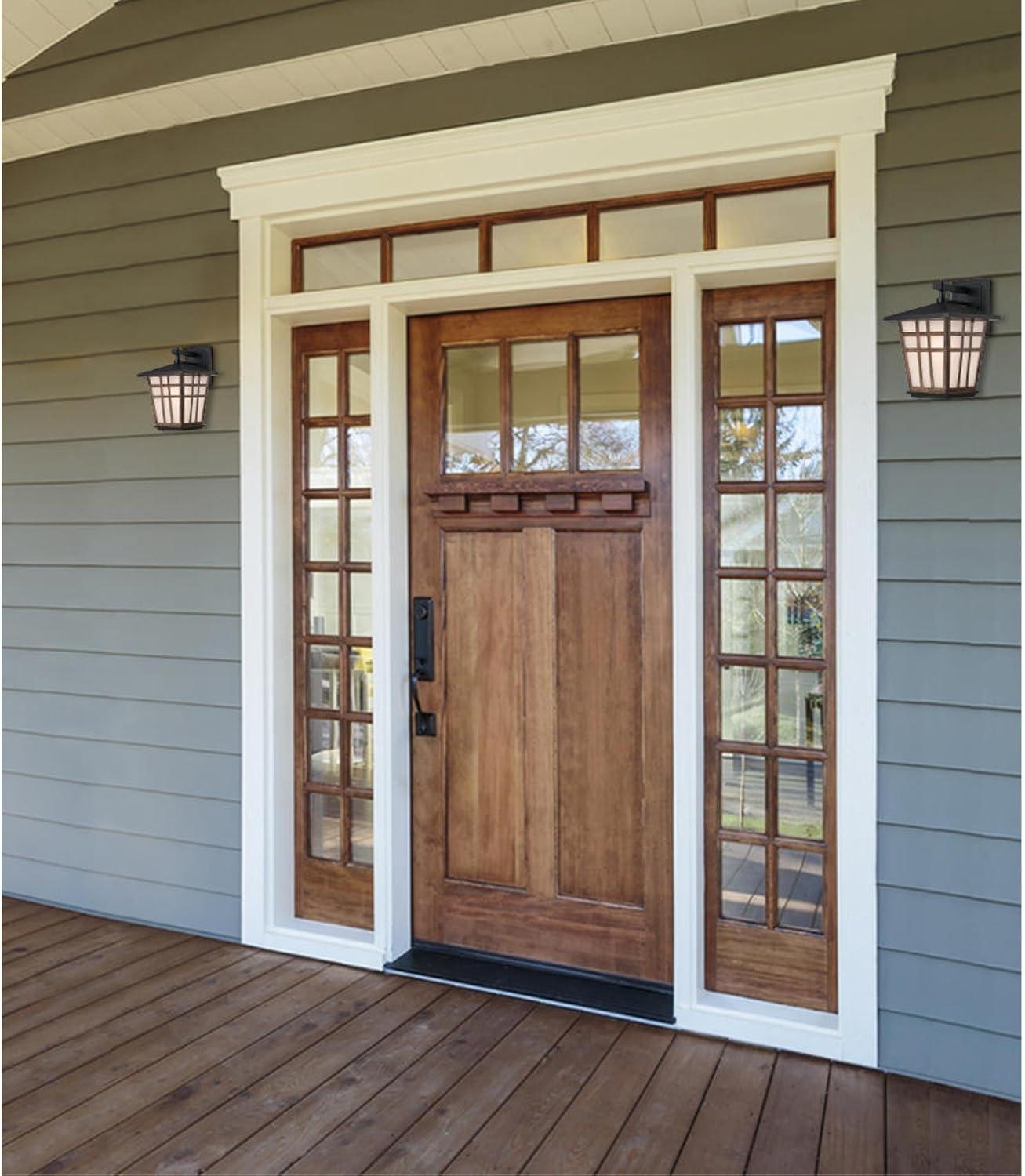image:image6358200 Rollins OneLight Outdoor Wall Fixture Matte Black Finish with Barnwood Accents and Frosted Seeded Glass