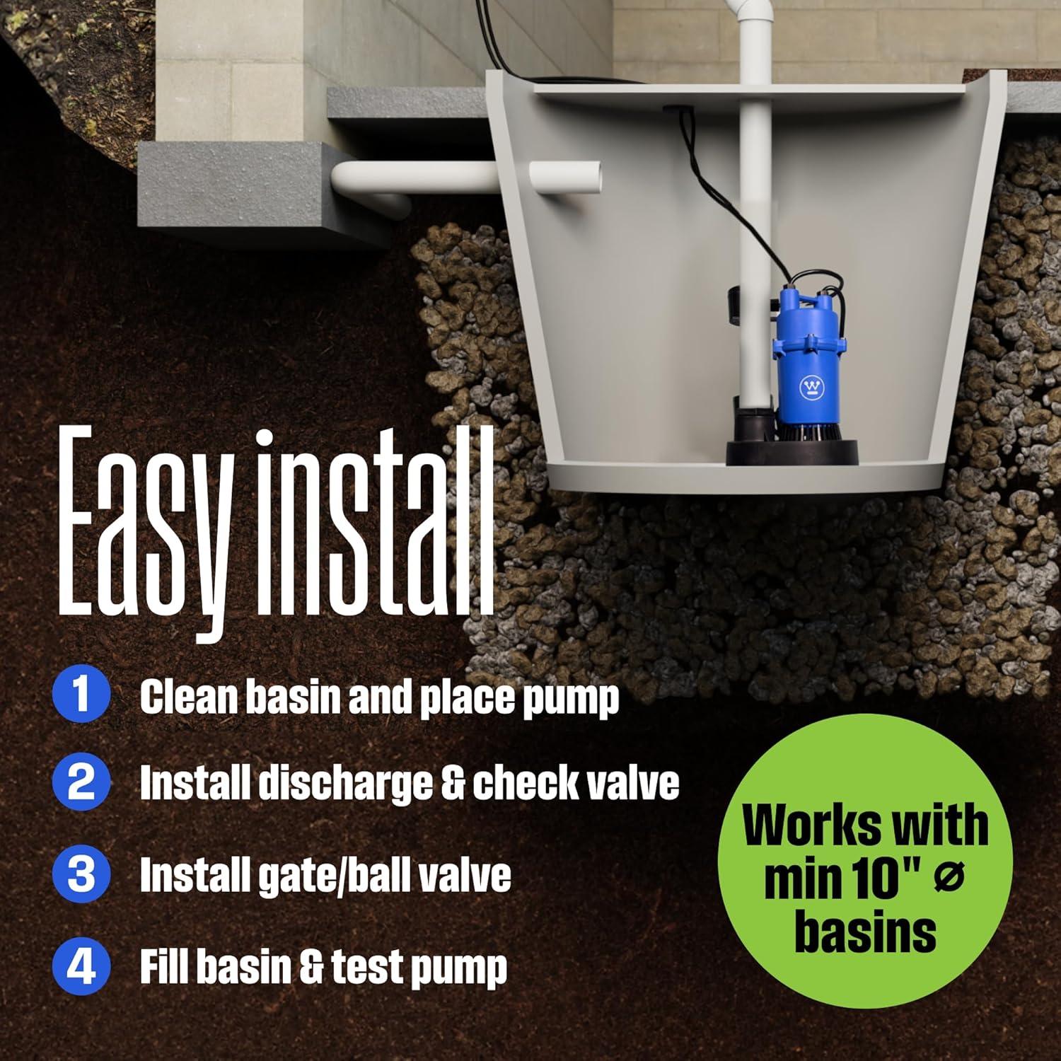image:imageWestinghouse Sump Pump with Integrated Vertical Float Switch 12 HP Up to 4100 Gallons Per Hour Heavy Duty Basement Sump Pump Submersible13 HP