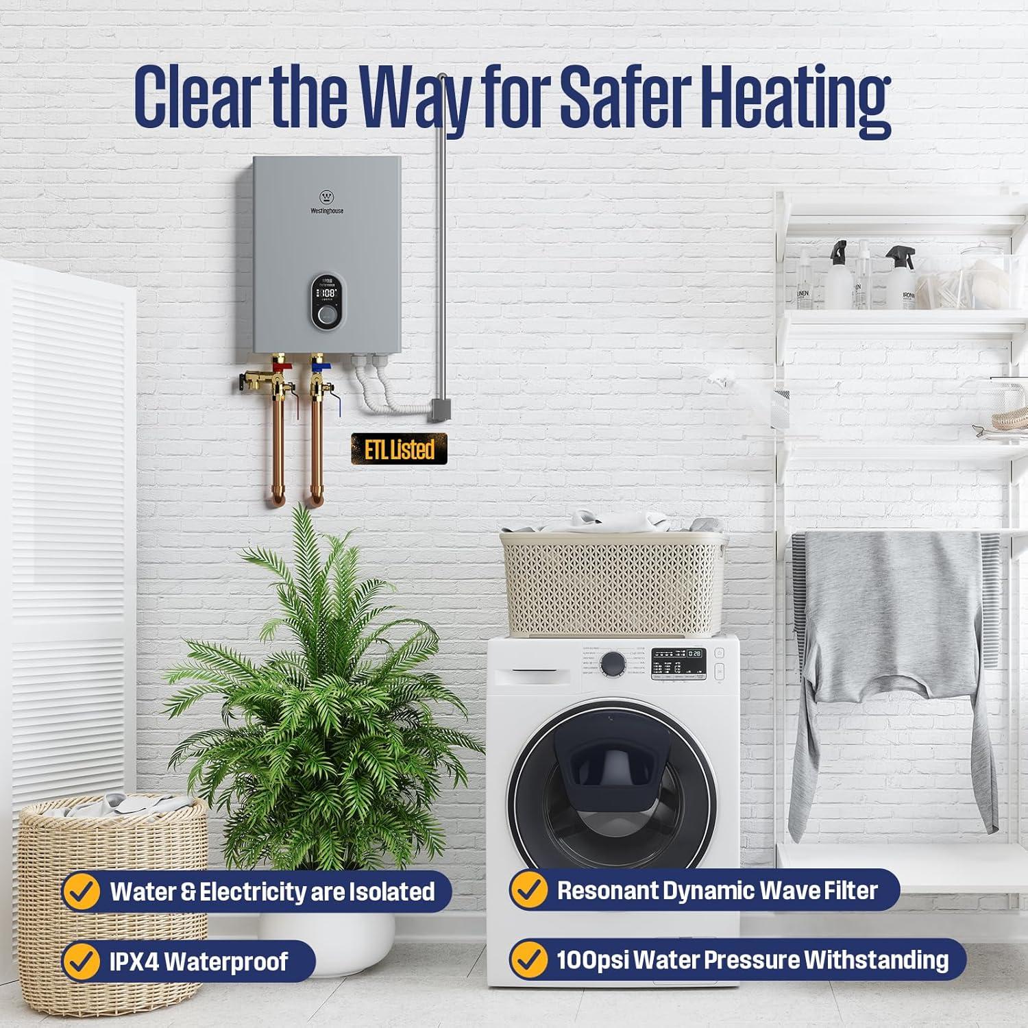 image:imageWestinghouse 11kW 240V Tankless Water Heater Electric Up to 26 GPM Instant Hot Water Heater 13 Point of Use Hot Water WiFi Enabled APOLO11kInstant18kW