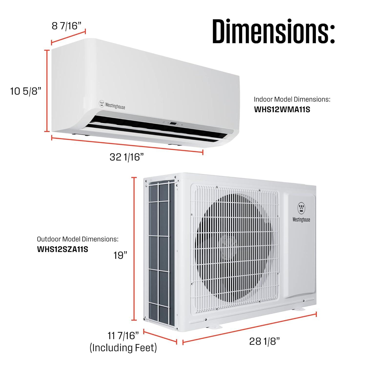 image:imageWestinghouse 12000 BTU 115V 175 SEER2 Ductless Mini Split ACHeating System Inverter Heat Pump with 15ft Installation Kit White