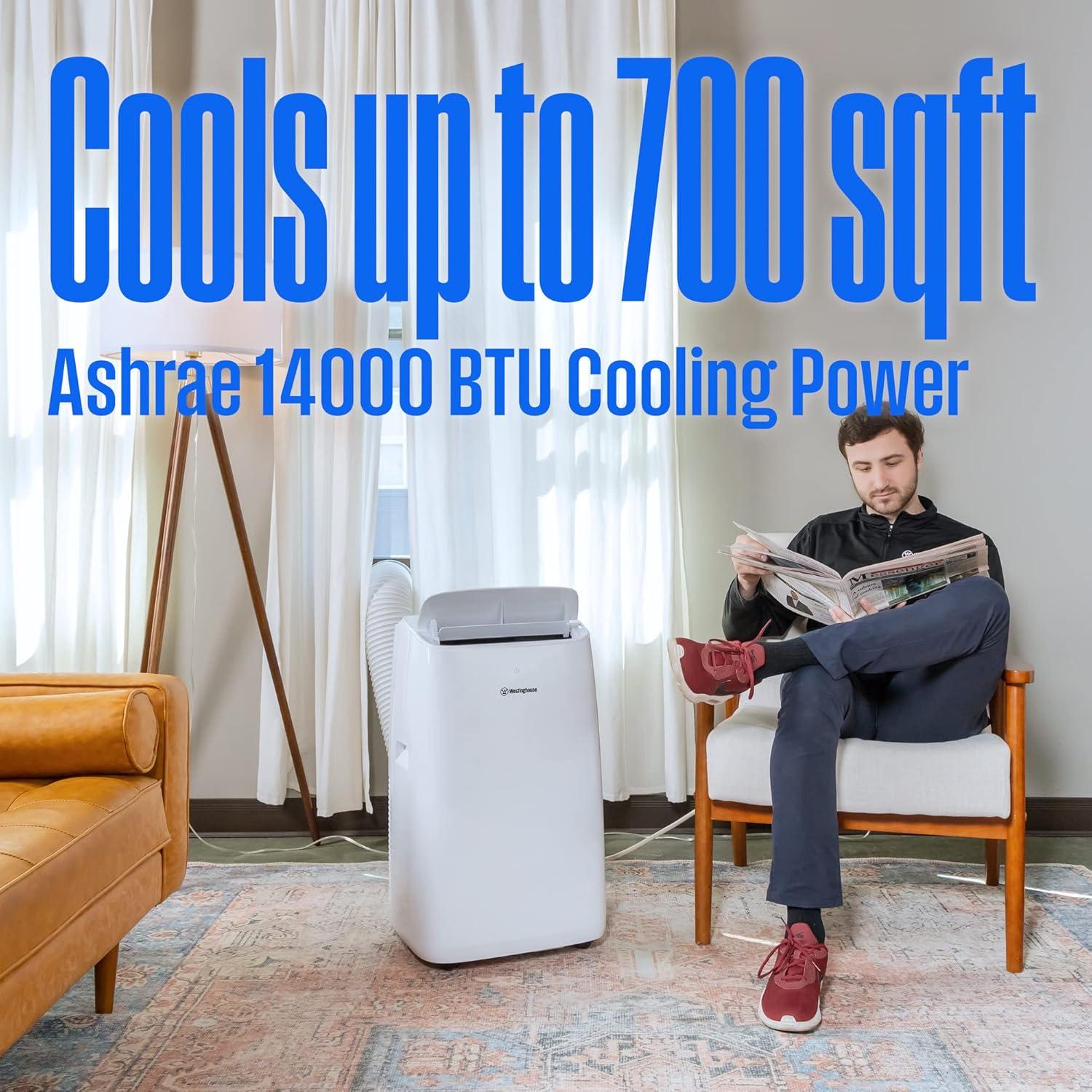 image:imageWestinghouse 12000 BTU Air Conditioner Portable For Rooms Up To 550 Square Feet Portable AC with Home Dehumidifier Smart App 3Speed Fan Programmable Timer Remote Control Window KitWhite14 000 BTU with Smart App