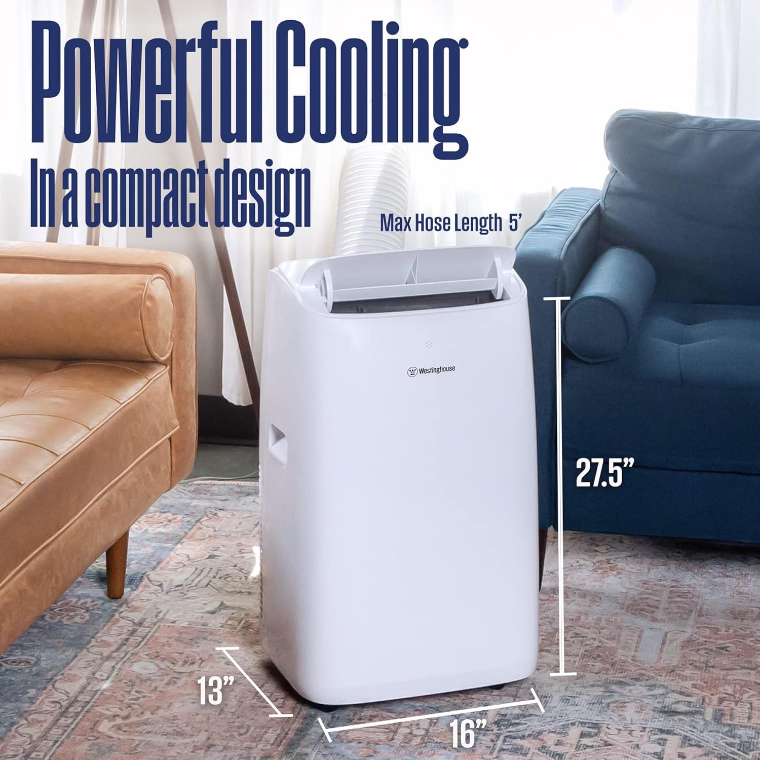 image:imageWestinghouse 12000 BTU Air Conditioner Portable For Rooms Up To 550 Square Feet Portable AC with Home Dehumidifier Smart App 3Speed Fan Programmable Timer Remote Control Window KitWhite14 000 BTU with Smart App
