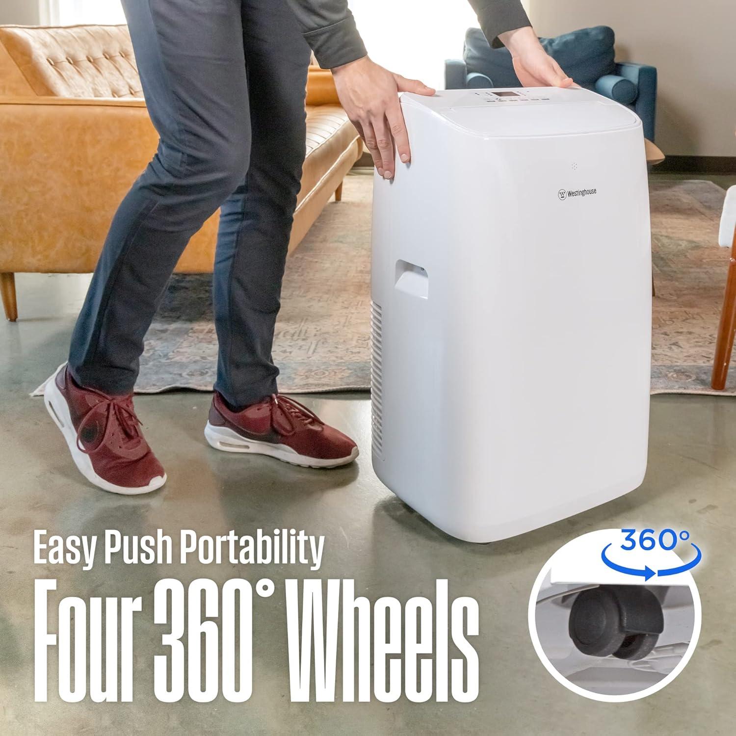 image:imageWestinghouse 12000 BTU Air Conditioner Portable For Rooms Up To 550 Square Feet Portable AC with Home Dehumidifier Smart App 3Speed Fan Programmable Timer Remote Control Window KitWhite14 000 BTU with Smart App