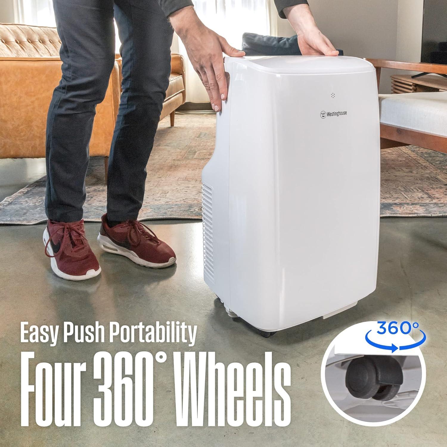 image:imageWestinghouse 12000 BTU Air Conditioner Portable For Rooms Up To 550 Square Feet Portable AC with Home Dehumidifier Smart App 3Speed Fan Programmable Timer Remote Control Window KitWhite8 000 BTU with Smart App