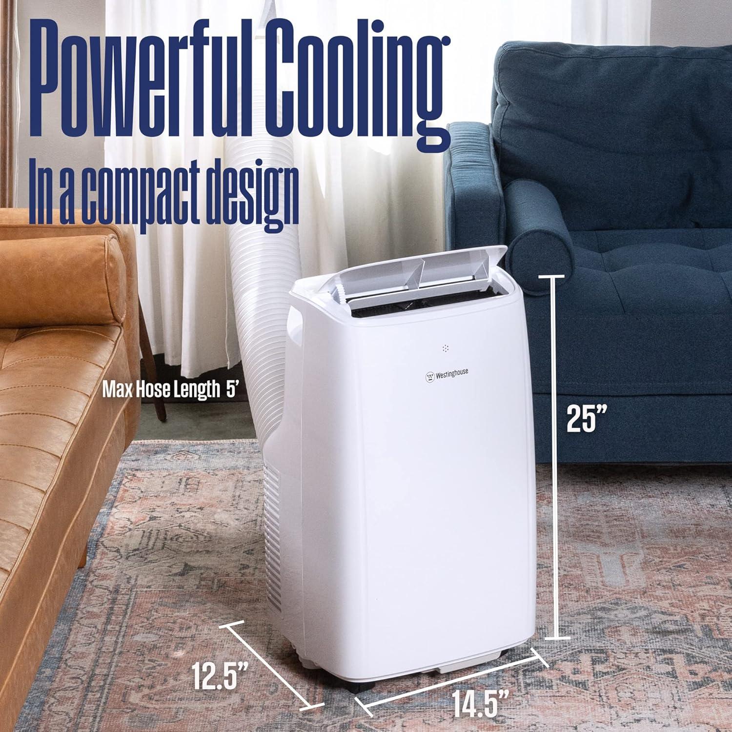 image:imageWestinghouse 12000 BTU Air Conditioner Portable For Rooms Up To 550 Square Feet Portable AC with Home Dehumidifier Smart App 3Speed Fan Programmable Timer Remote Control Window KitWhite8 000 BTU with Smart App