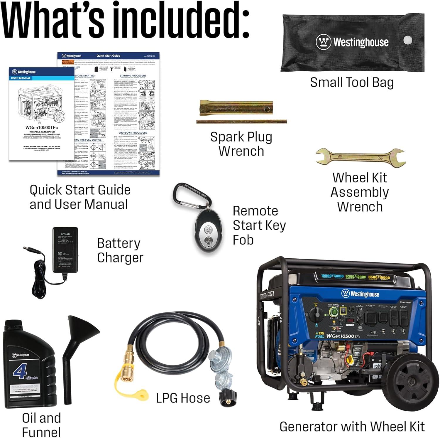 image:imageWestinghouse 13500 Peak Watt TriFuel Home Backup Portable Generator Remote Electric Start Transfer Switch Ready Gas Propane and Natural Gas Powered13500 Watts TriFuel