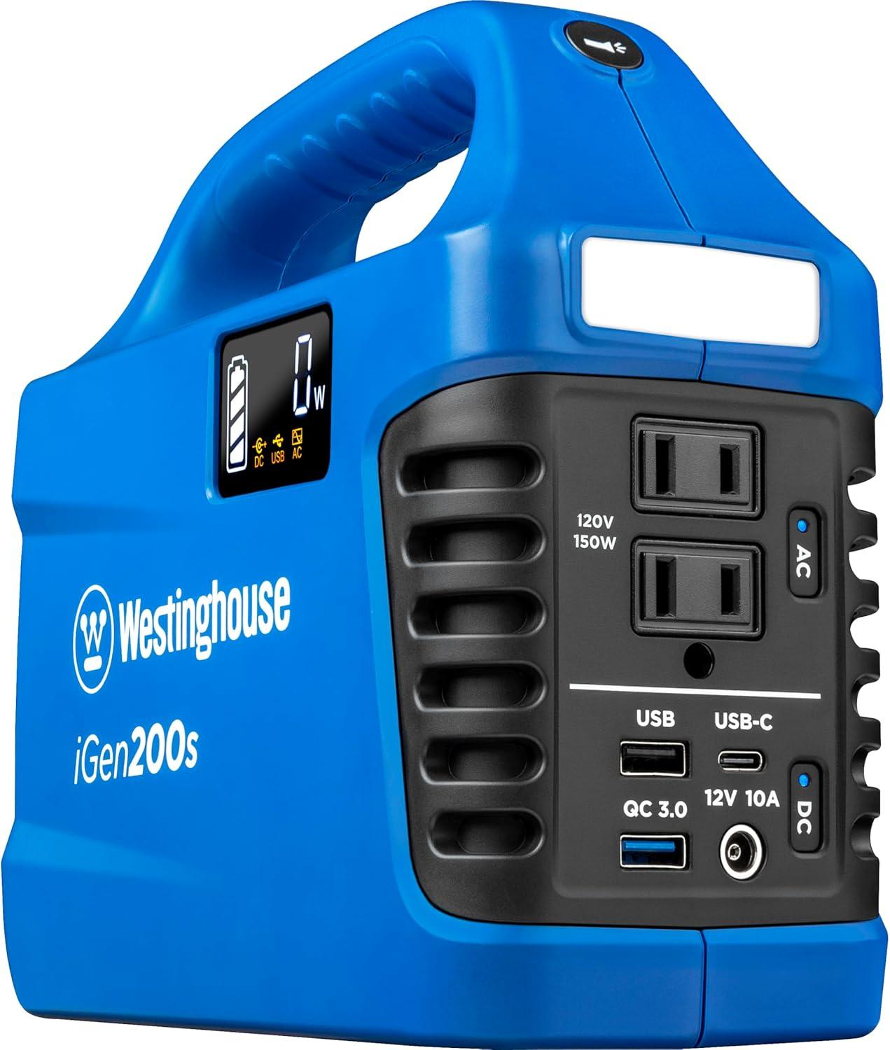 image:imageWestinghouse 155Wh 150 Peak Watt Portable Power Station amp Solar Generator Modified Sine Wave AC Outlet Backup Lithium Battery for Camping Home Travel IndoorOutdoor Use Solar Panel Not IncludedGenerator