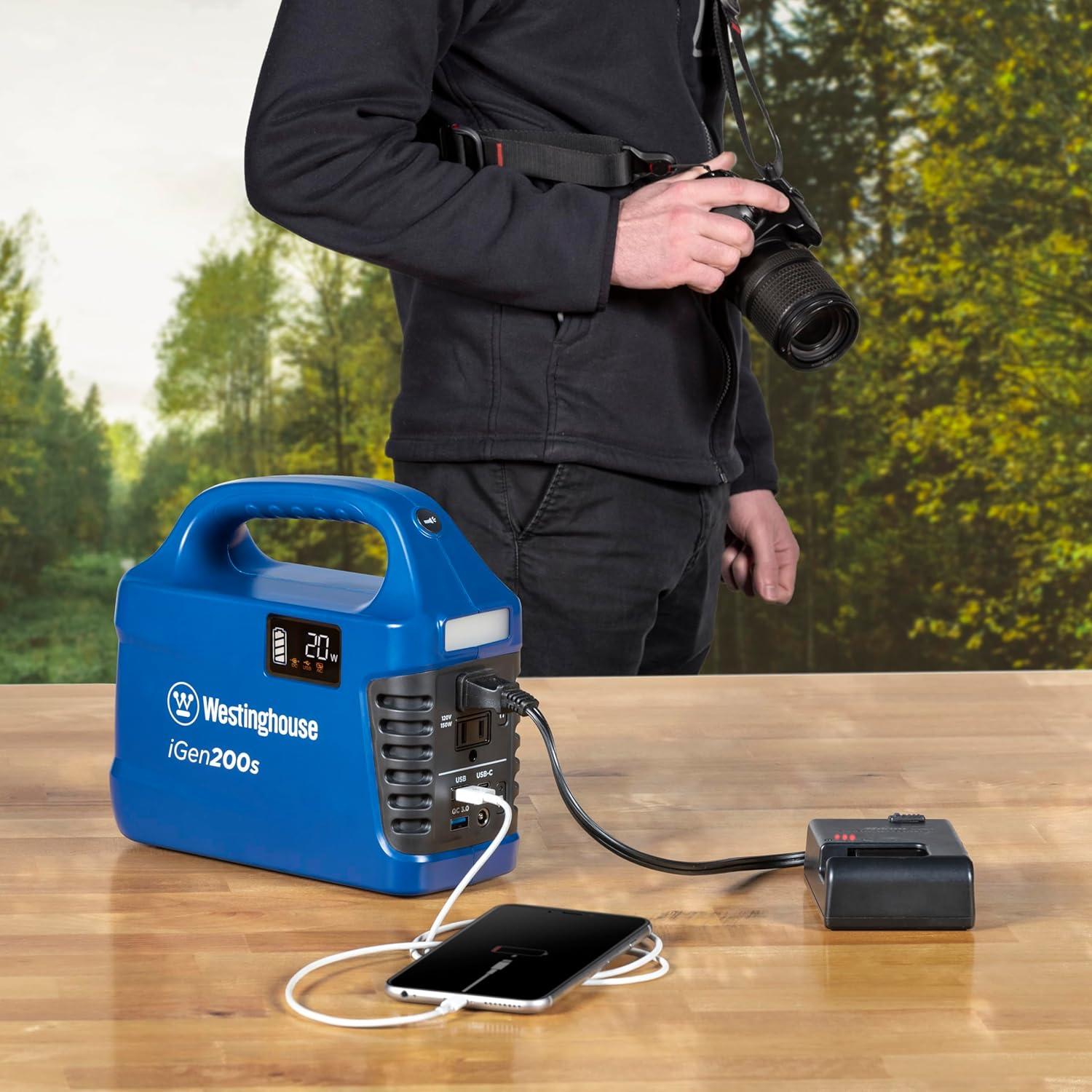 image:imageWestinghouse 155Wh 150 Peak Watt Portable Power Station amp Solar Generator Modified Sine Wave AC Outlet Backup Lithium Battery for Camping Home Travel IndoorOutdoor Use Solar Panel Not IncludedGenerator