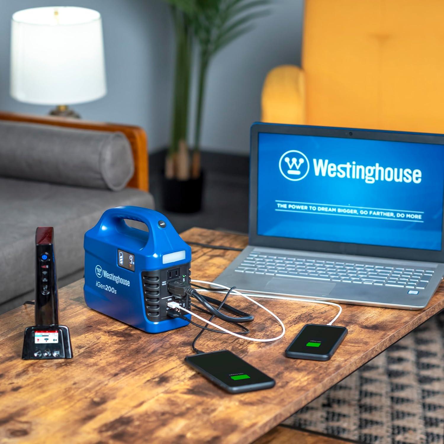 image:imageWestinghouse 155Wh 150 Peak Watt Portable Power Station amp Solar Generator Modified Sine Wave AC Outlet Backup Lithium Battery for Camping Home Travel IndoorOutdoor Use Solar Panel Not IncludedGenerator