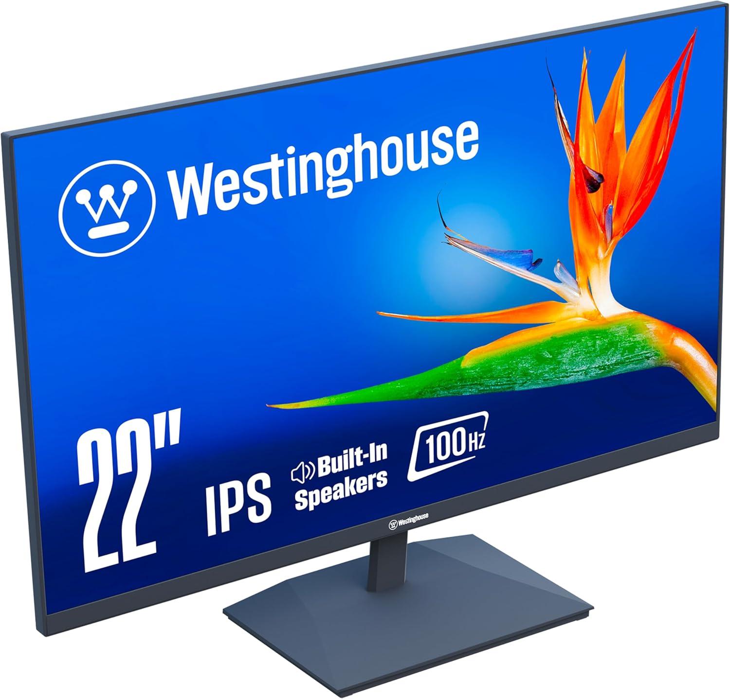 image:imageWestinghouse 22 Inch Computer Monitor 100Hz 1080p Full HD IPS Display Adaptive Sync Blue Light Protection Home Office PC Screens with Built in Speakers HDMI VGA for Work amp Productivity22 Inch