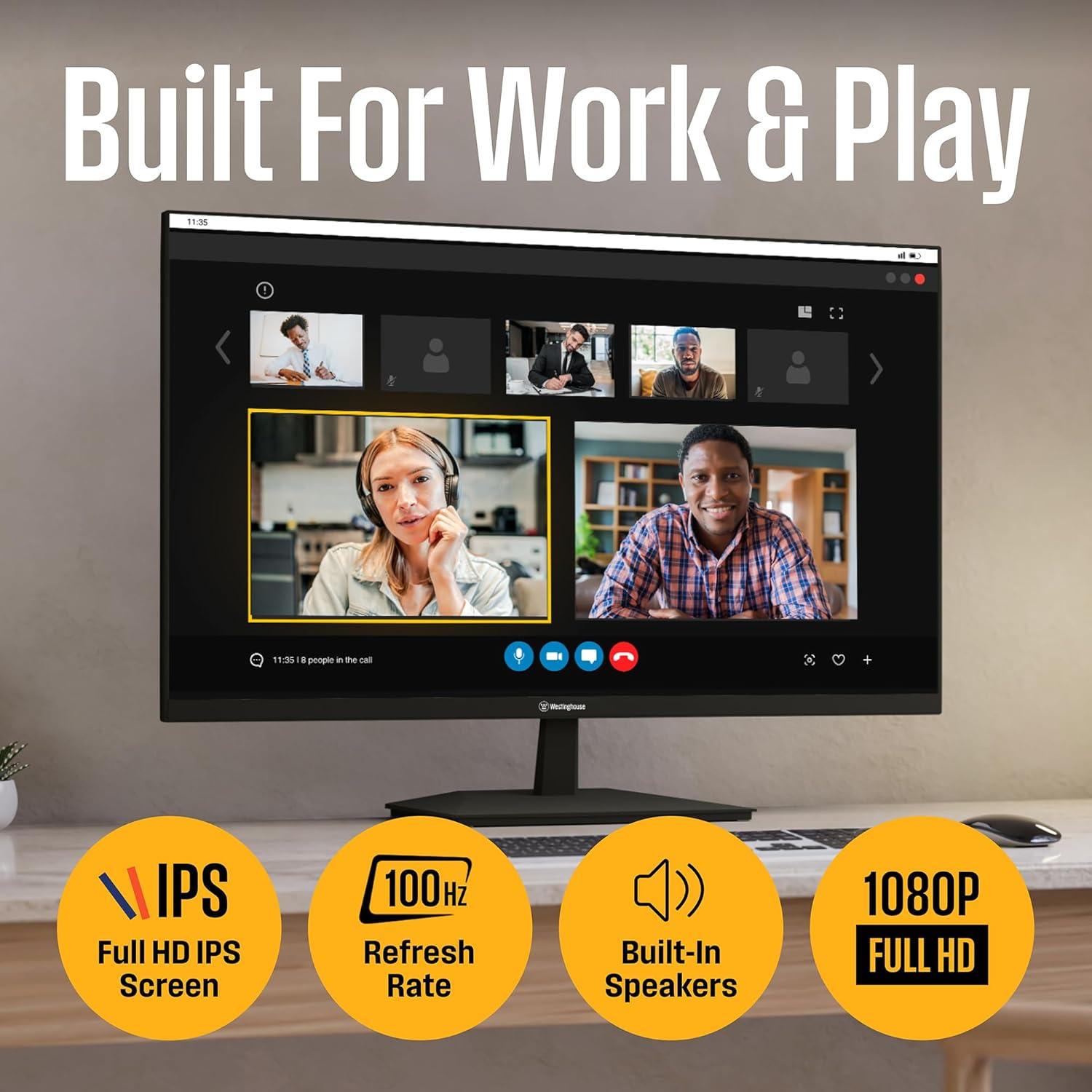 image:imageWestinghouse 22 Inch Computer Monitor 100Hz 1080p Full HD IPS Display Adaptive Sync Blue Light Protection Home Office PC Screens with Built in Speakers HDMI VGA for Work amp Productivity27 Inch