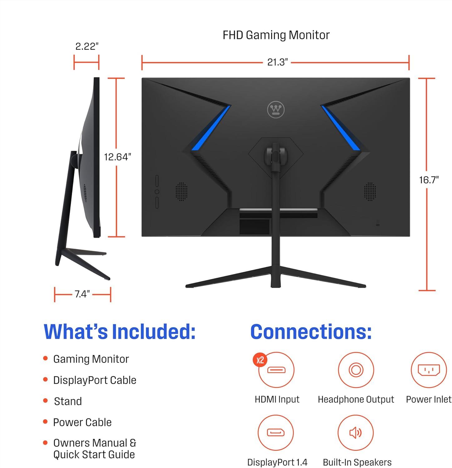 image:imageWestinghouse 22 Inch Computer Monitor 100Hz 1080p Full HD IPS Display Adaptive Sync Blue Light Protection Home Office PC Screens with Built in Speakers HDMI VGA for Work amp Productivity24 Inch