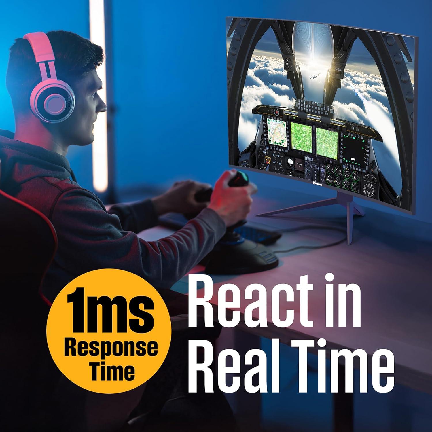 image:imageWestinghouse 27 Inch Curved Full HD Gaming Monitor 200Hz AMD FreeSync Support Low Motion Blur 1500R Curve 1920 x 1080 for PC Games with Built in Speakers DisplayPort 2X HDMI32 Inch