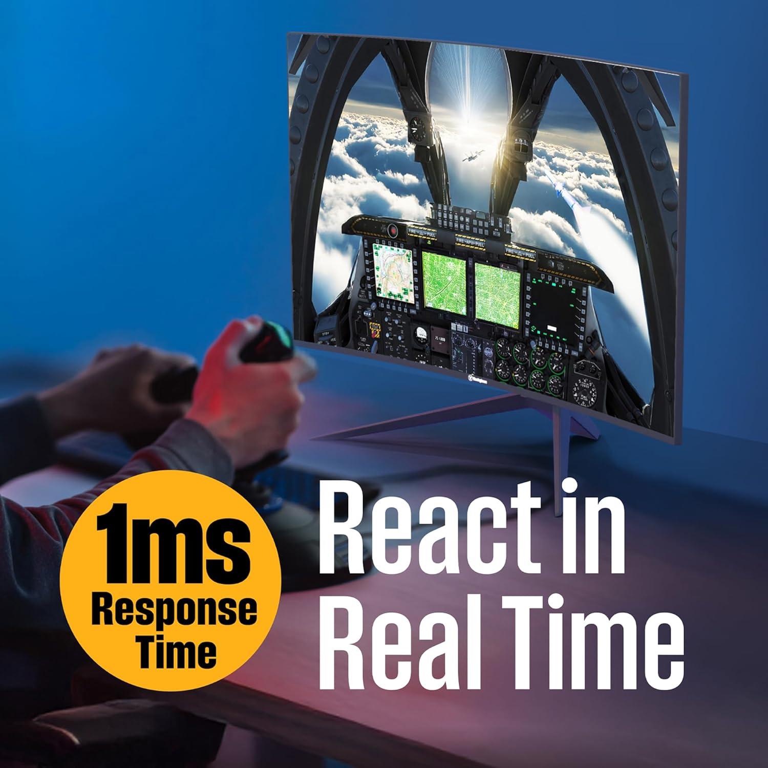 image:imageWestinghouse 27 Inch Curved Full HD Gaming Monitor 200Hz AMD FreeSync Support Low Motion Blur 1500R Curve 1920 x 1080 for PC Games with Built in Speakers DisplayPort 2X HDMI24 Inch