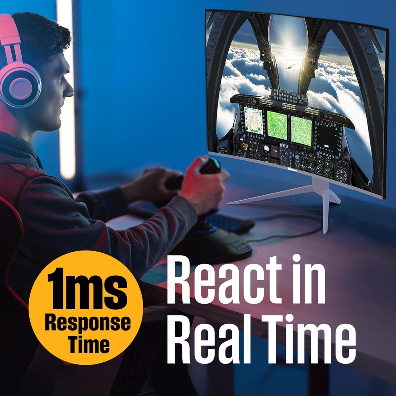 image:imageWestinghouse 27 Inch Curved Full HD Gaming Monitor 200Hz AMD FreeSync Support Low Motion Blur 1500R Curve 1920 x 1080 for PC Games with Built in Speakers DisplayPort 2X HDMI32 InchWhite