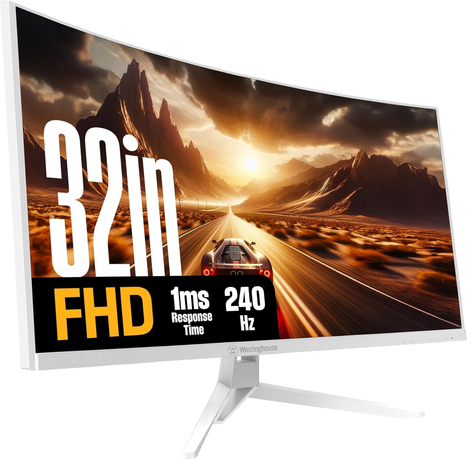 image:imageWestinghouse 27 Inch Curved Full HD Gaming Monitor 200Hz AMD FreeSync Support Low Motion Blur 1500R Curve 1920 x 1080 for PC Games with Built in Speakers DisplayPort 2X HDMI32 InchWhite