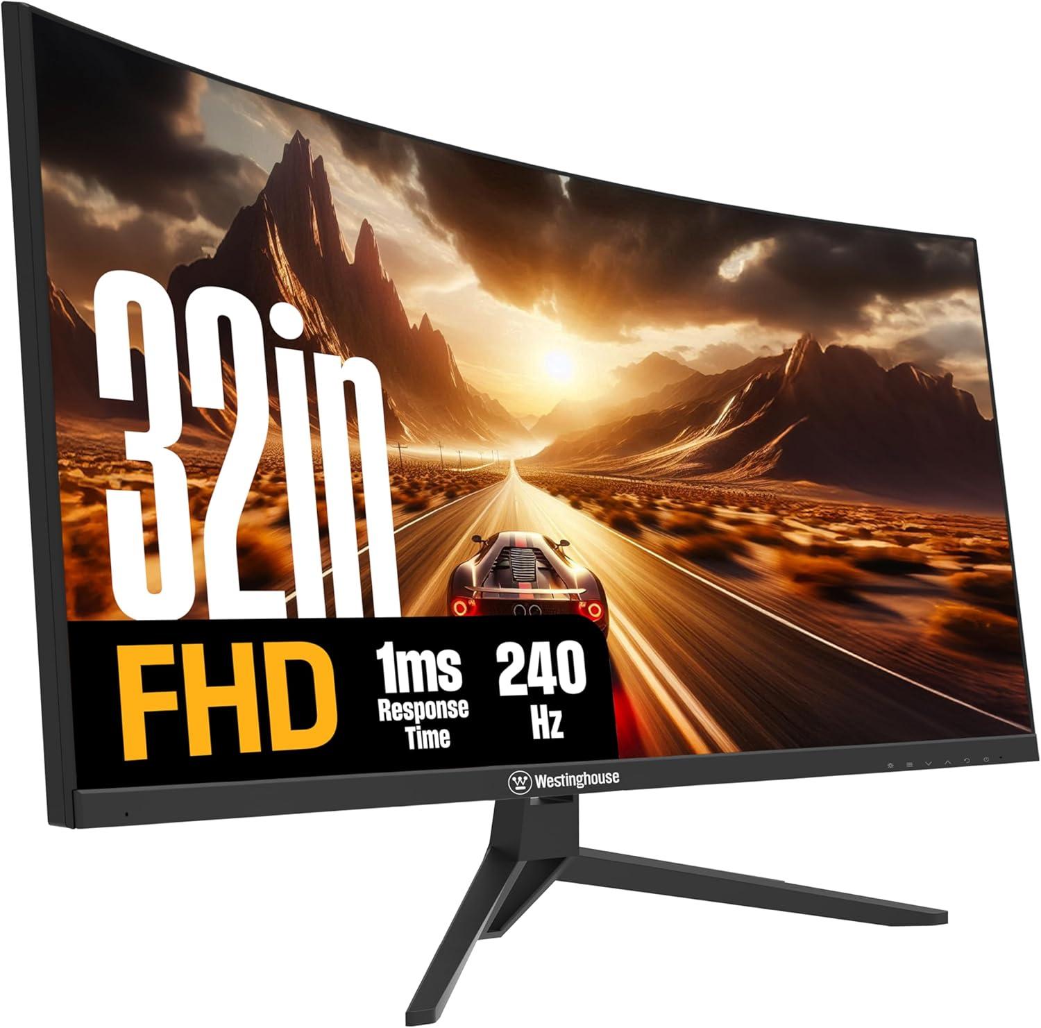 image:imageWestinghouse 27 Inch Curved Full HD Gaming Monitor 200Hz AMD FreeSync Support Low Motion Blur 1500R Curve 1920 x 1080 for PC Games with Built in Speakers DisplayPort 2X HDMI32 Inch