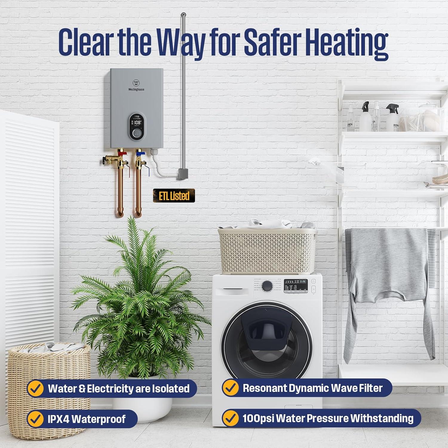 image:imageWestinghouse 27k 240V Electric Tankless Water Heater Instant Hot Water Heater On Demand Hot Water Smart WiFi Control Works with Alexa amp Google Home APOLO27k11kWAPOLO 20