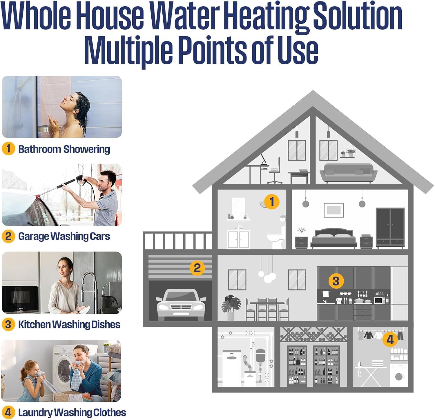 image:imageWestinghouse 27k 240V Electric Tankless Water Heater Instant Hot Water Heater On Demand Hot Water Smart WiFi Control Works with Alexa amp Google Home APOLO27k24kWAPOLO
