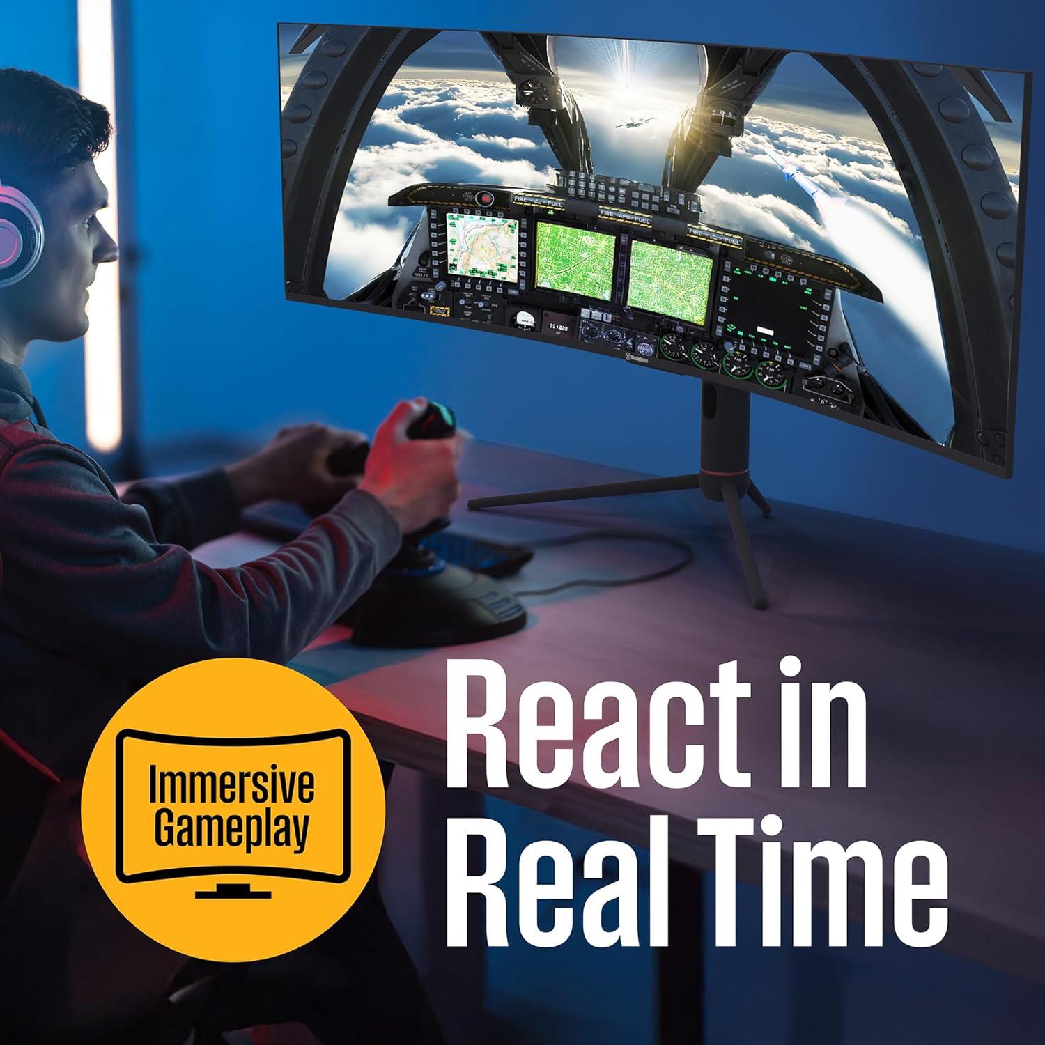 image:imageWestinghouse 34 Inch Curved Ultrawide Gaming Monitor 180Hz 1 ms AMD FreeSync Support Low Motion Blur 1500R Curve 3440 x 1440 for PC Games with Built in Speakers 2X DisplayPort 2X HDMI49 Inch 2024 Model